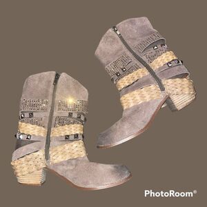 ENCORE “RAMONES” Distressed Strappy Leather Boots